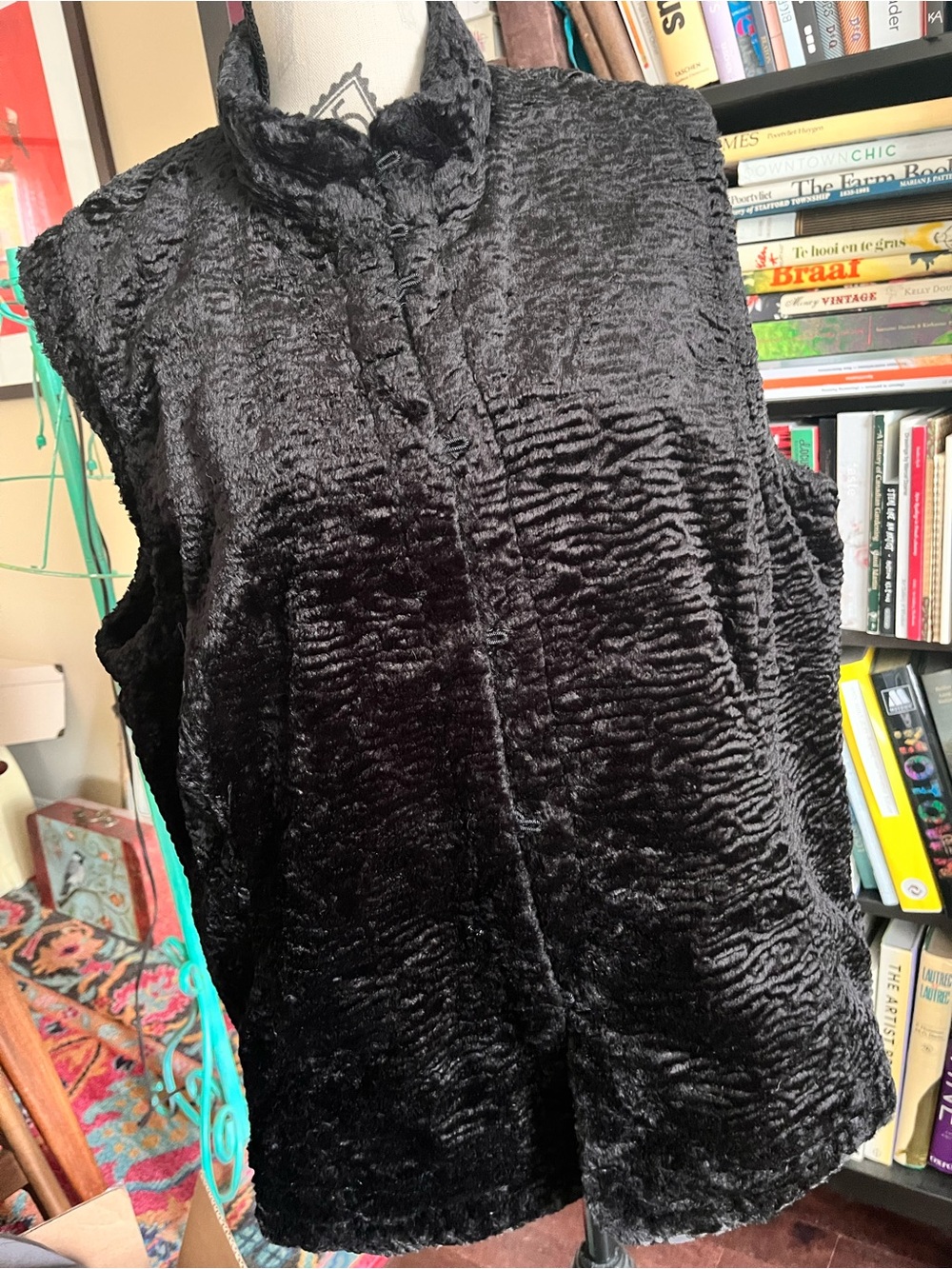 Fun Fur Persian Wool Vest with Quilted Silky Interior